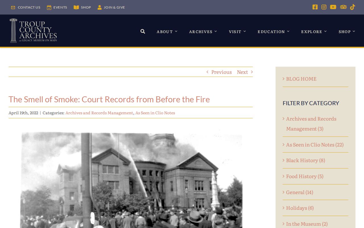 Troup County Archives account of records surviving the 1936 LaGrange courthouse fire