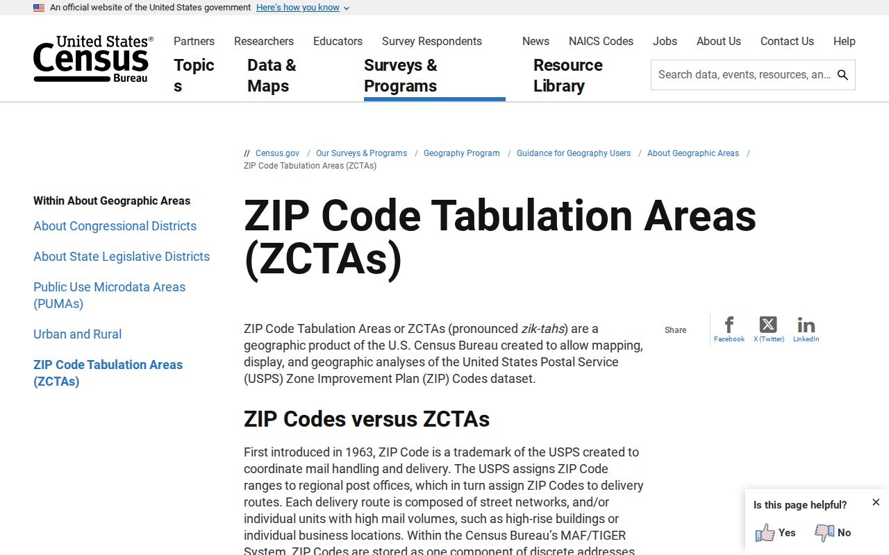 Census explanation of ZCTAs used with LaGrange ZIP codes